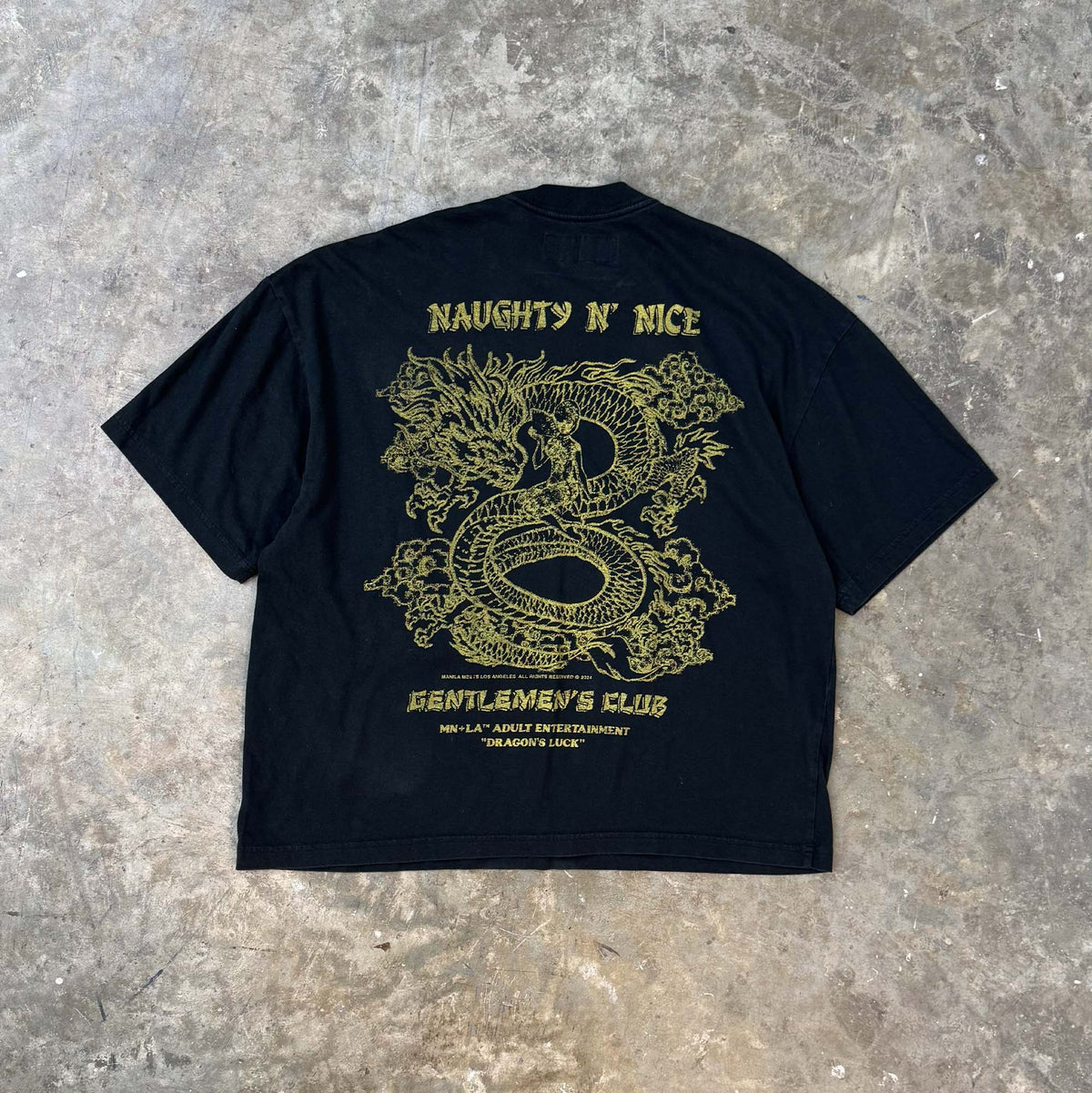 NAUGHTY N' NICE "DRAGON'S LUCK" TEE IN GOLDEN DRAGON