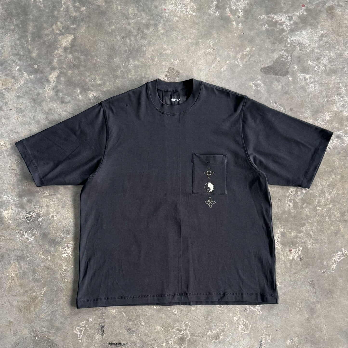 "BALANCE" MOCK NECK POCKET TEE V2 IN CAVIAR