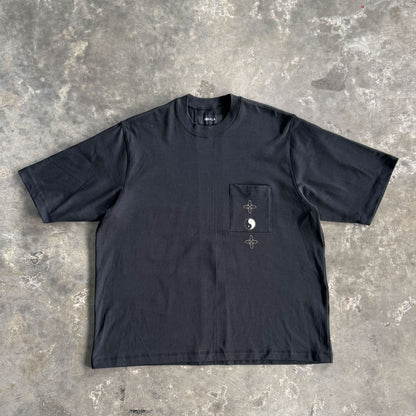 "BALANCE" MOCK NECK POCKET TEE V2 IN CAVIAR