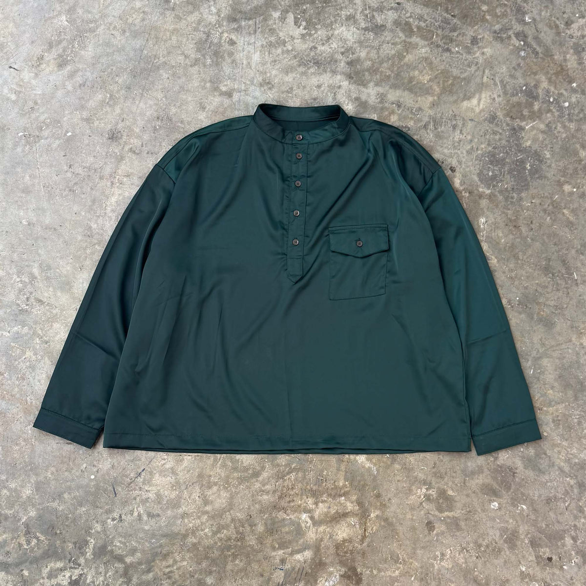 MANDARIN QUARTER L/S SHIRT IN EMERALD