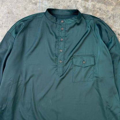MANDARIN QUARTER L/S SHIRT IN EMERALD