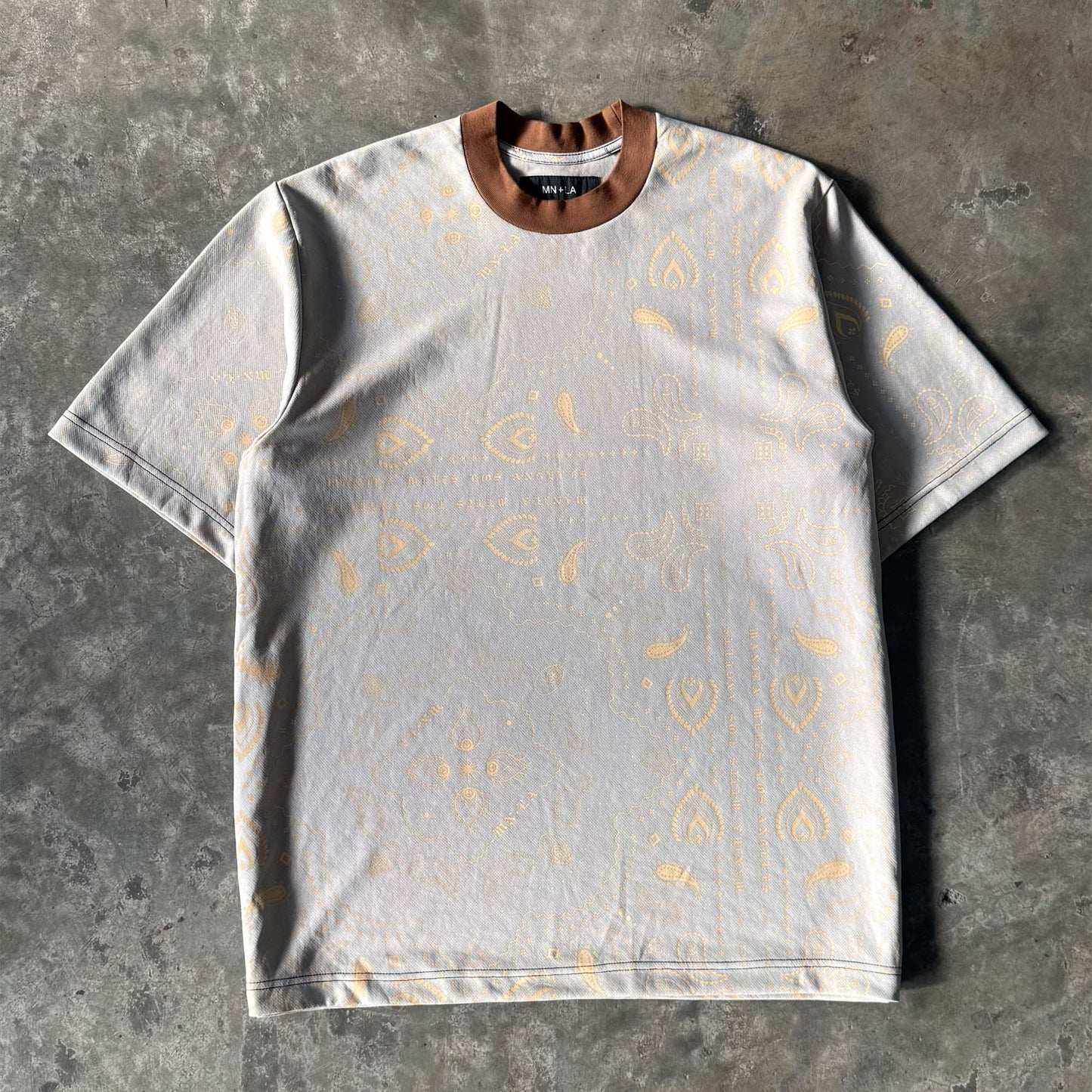 PEACE PAISLEY OVERSIZED TEE IN STEEL WOOD