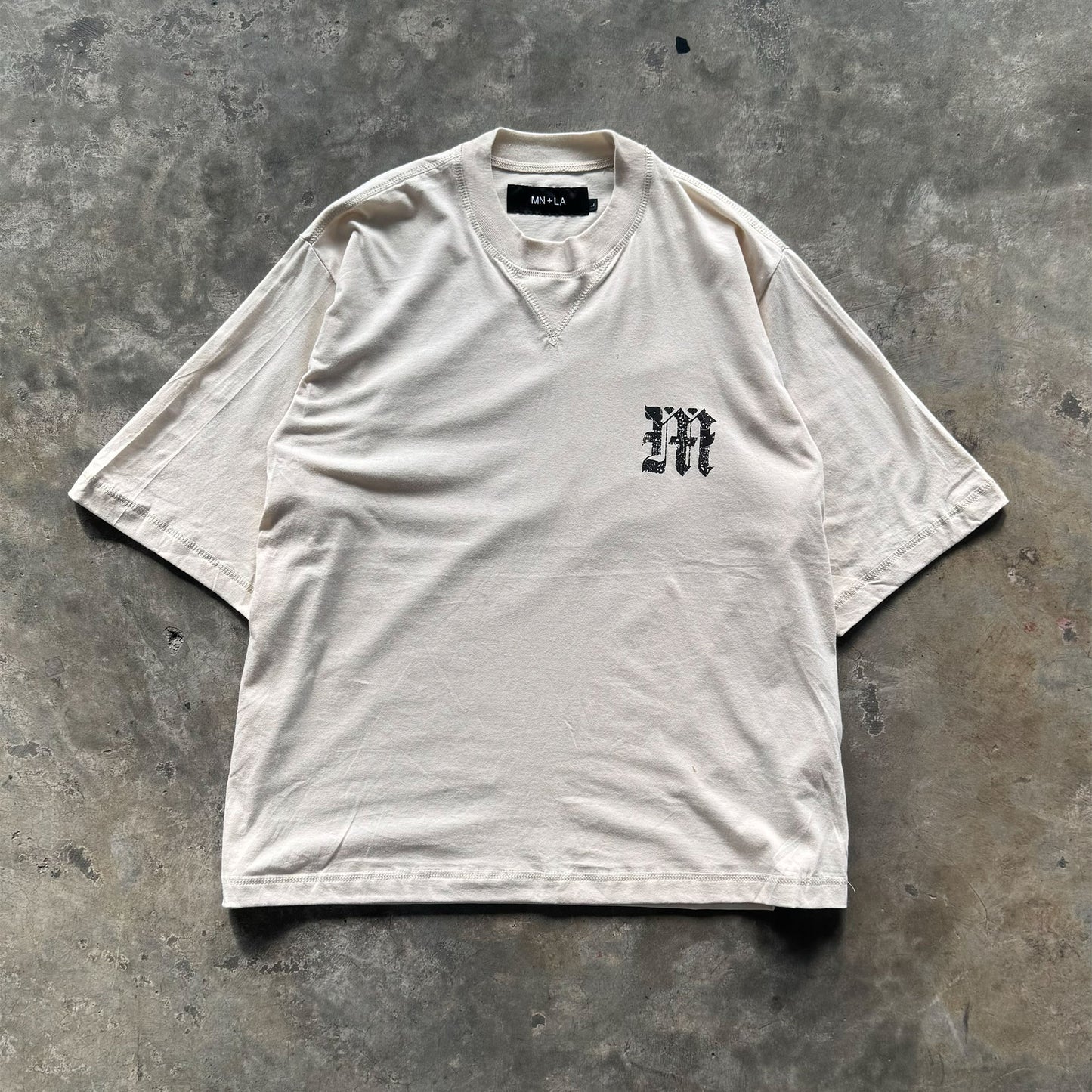 M'$ PAISLEY PATCHWORK MILITIA MOCK NECK TEE IN OAT