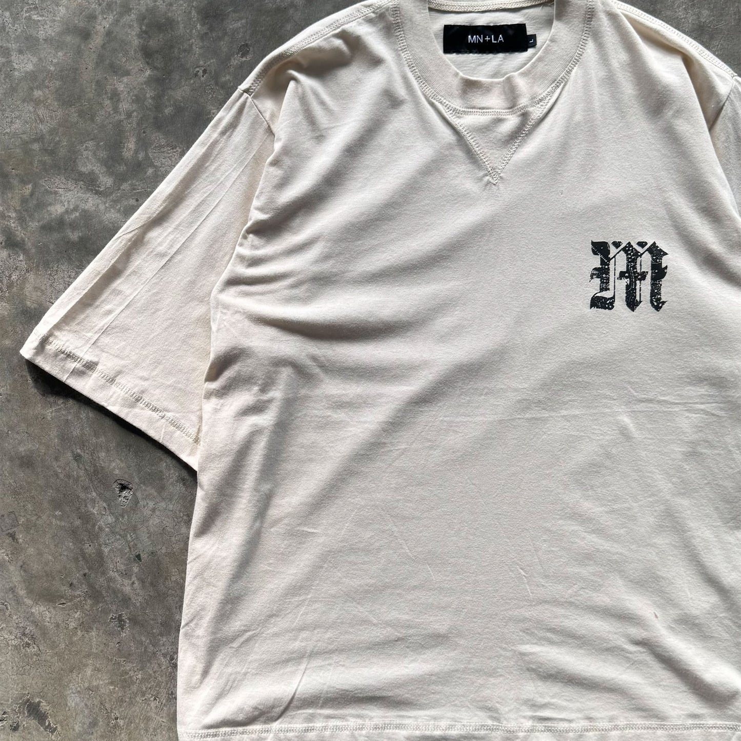 M'$ PAISLEY PATCHWORK MILITIA MOCK NECK TEE IN OAT