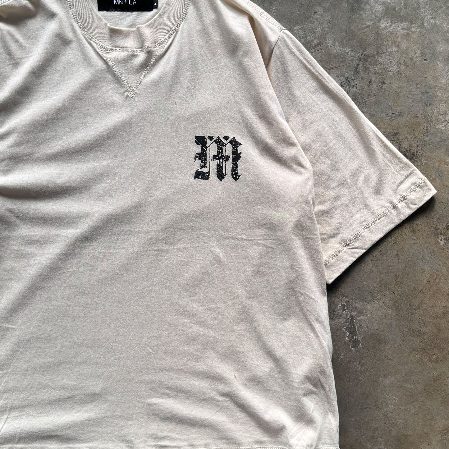 M'$ PAISLEY PATCHWORK MILITIA MOCK NECK TEE IN OAT