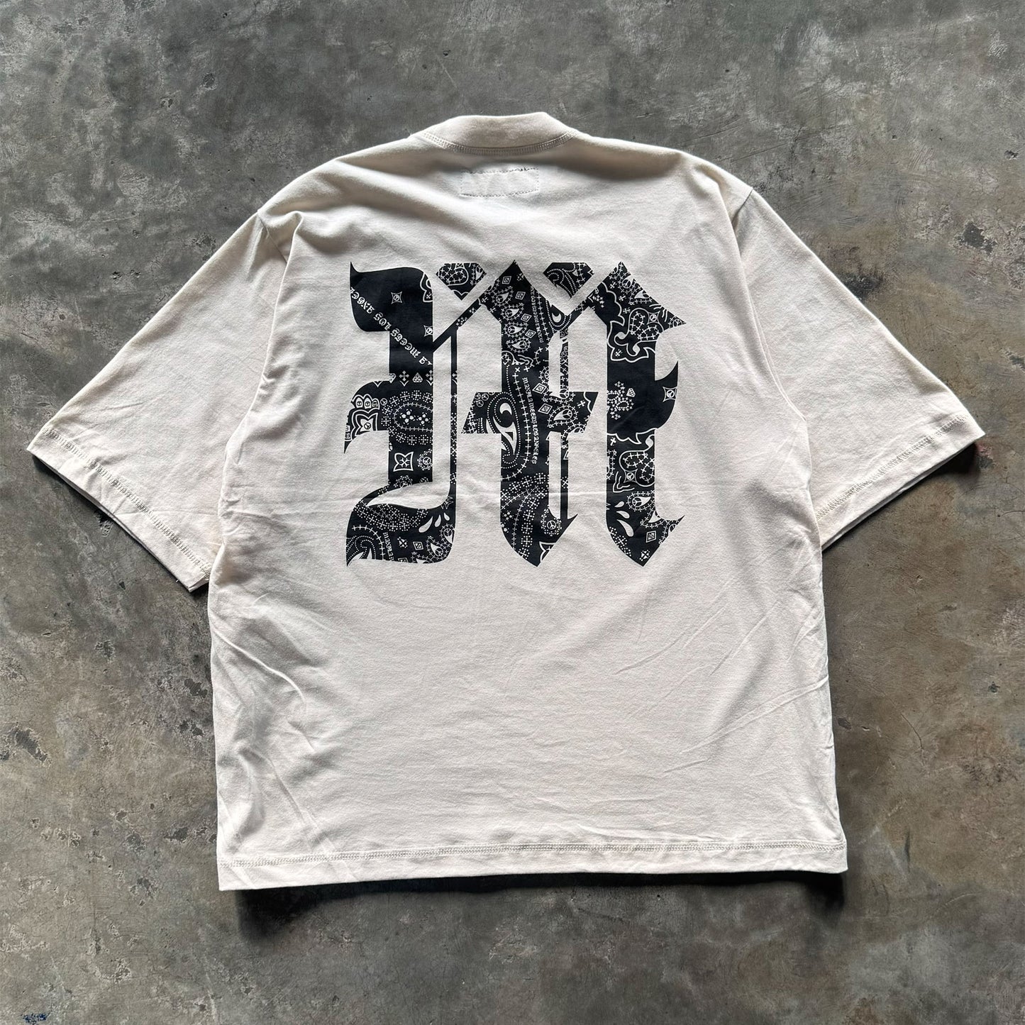 M'$ PAISLEY PATCHWORK MILITIA MOCK NECK TEE IN OAT