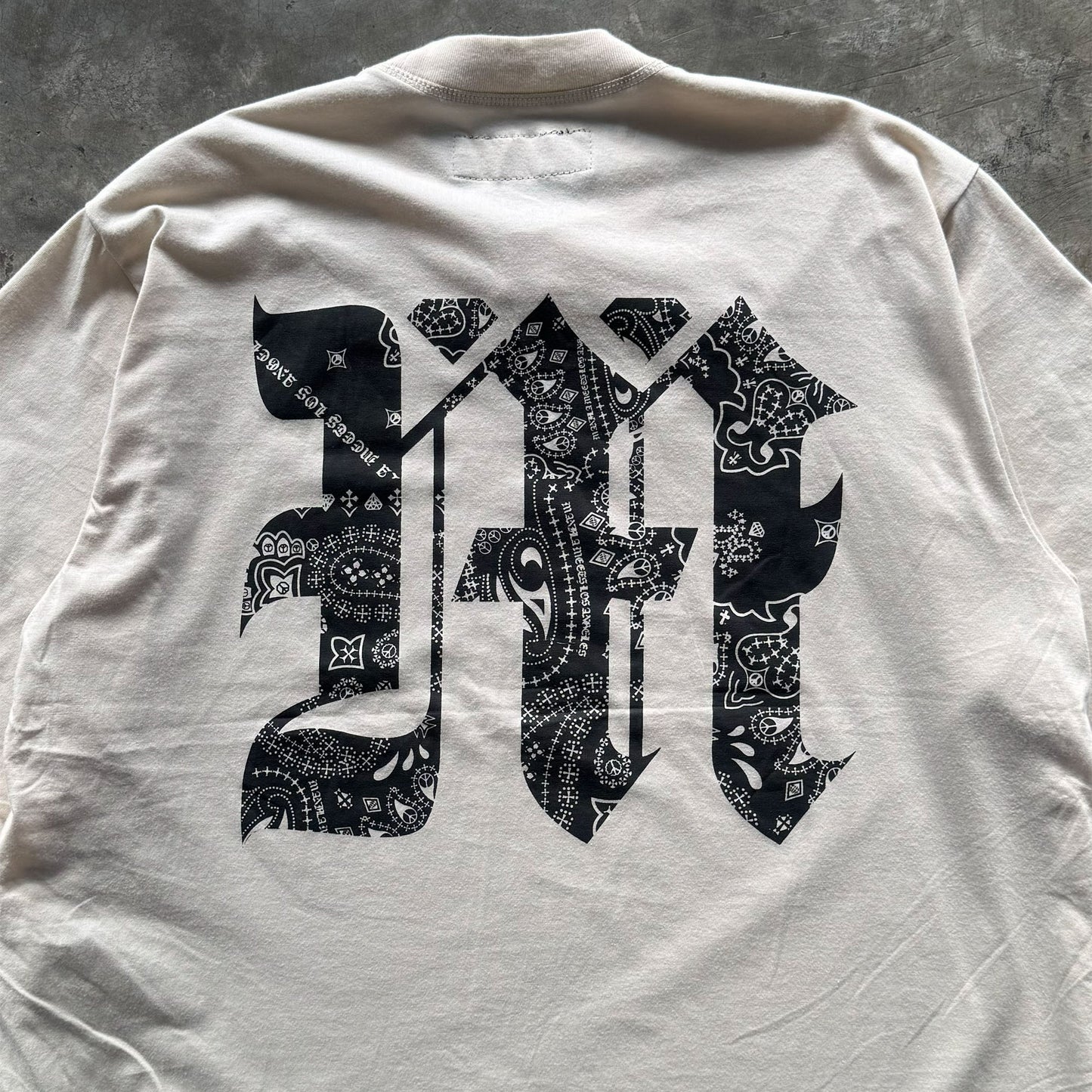 M'$ PAISLEY PATCHWORK MILITIA MOCK NECK TEE IN OAT
