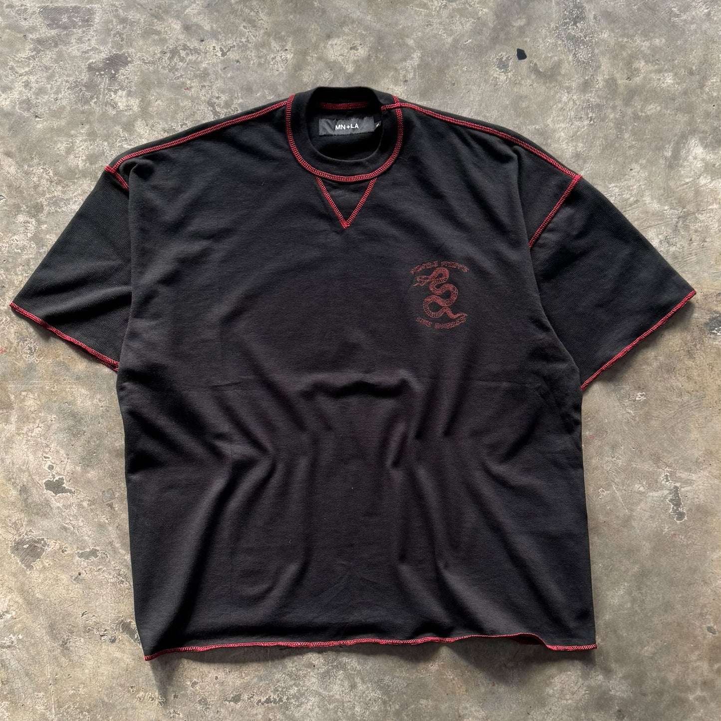 "YEAR OF THE SNAKE V2" WAFFLE TEE IN CAVIAR