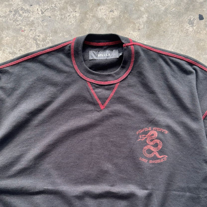 "YEAR OF THE SNAKE V2" WAFFLE TEE IN CAVIAR