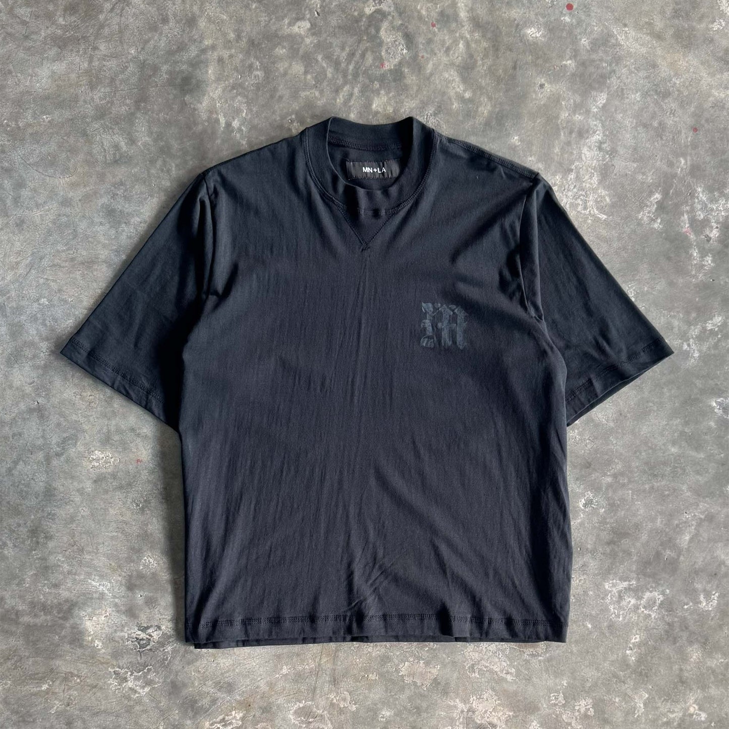 M'$ PAISLEY PATCHWORK MILITIA MOCK NECK TEE IN CAVIAR