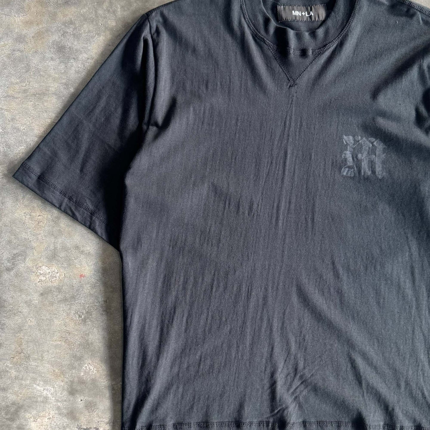 M'$ PAISLEY PATCHWORK MILITIA MOCK NECK TEE IN CAVIAR