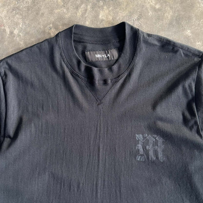 M'$ PAISLEY PATCHWORK MILITIA MOCK NECK TEE IN CAVIAR