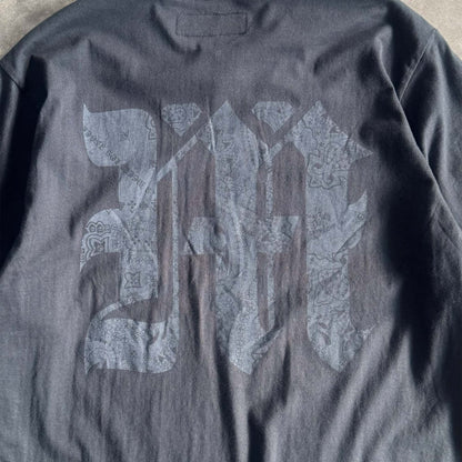 M'$ PAISLEY PATCHWORK MILITIA MOCK NECK TEE IN CAVIAR