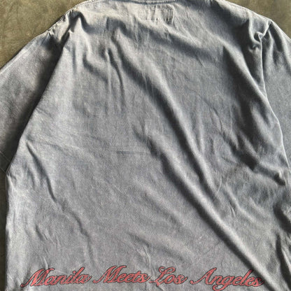 "LEAVE ME ALONE" TEE IN STONE/DARK TEAL