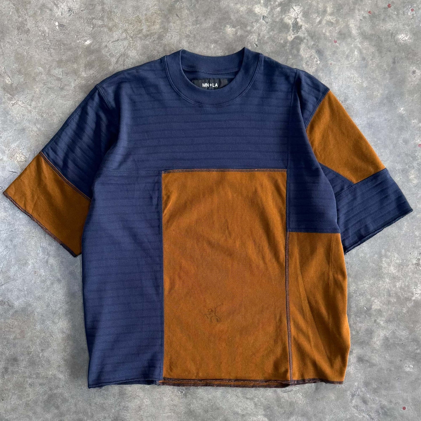 NEEDLEWORK MOCK NECK TEE IN CORAL SPACE