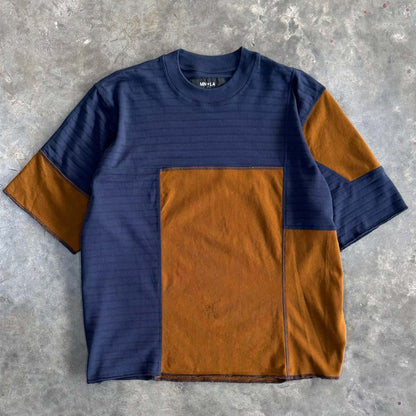 NEEDLEWORK MOCK NECK TEE IN CORAL SPACE