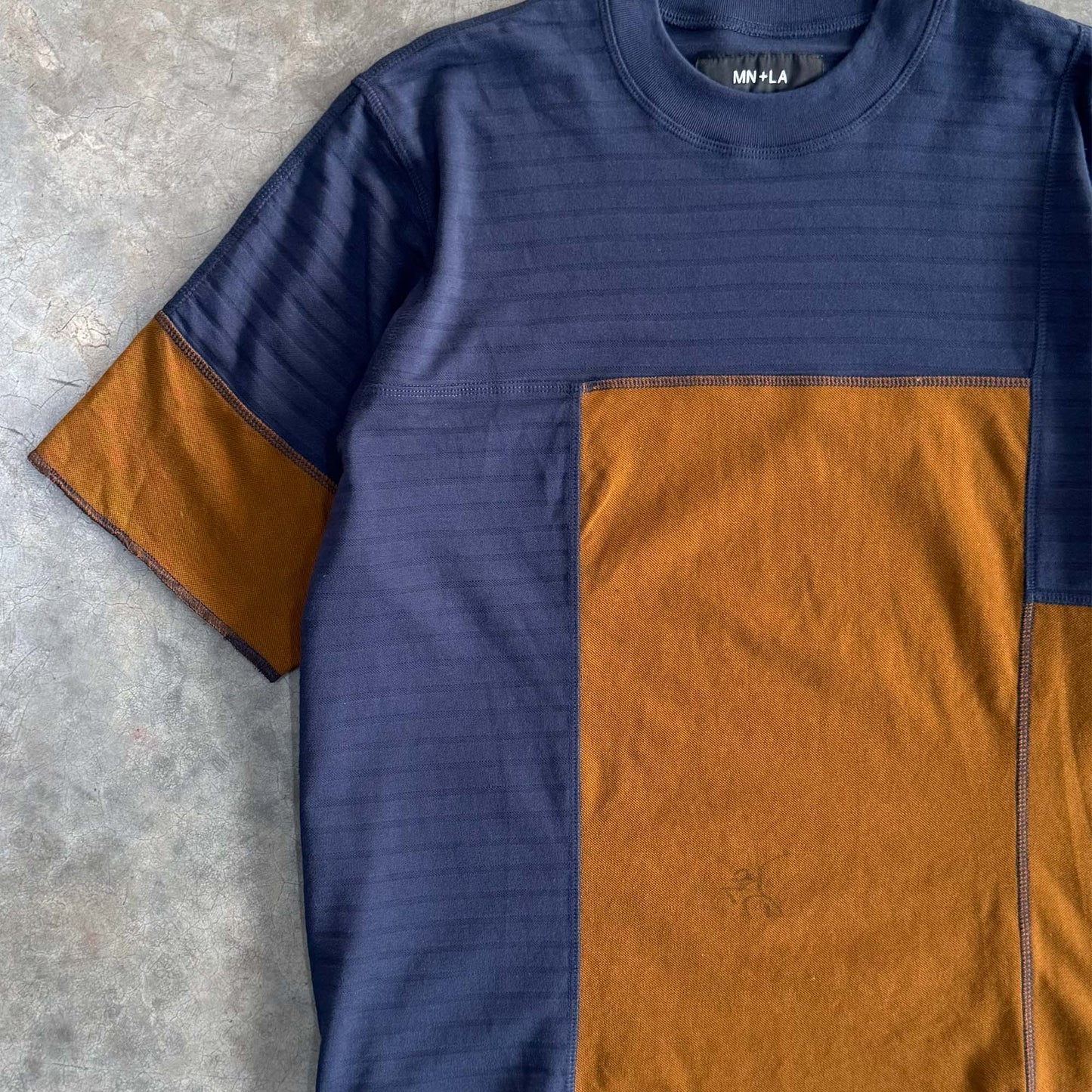 NEEDLEWORK MOCK NECK TEE IN CORAL SPACE