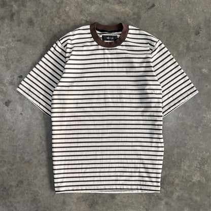OAT/WOOD STRIPED MOCK NECK TEE V2