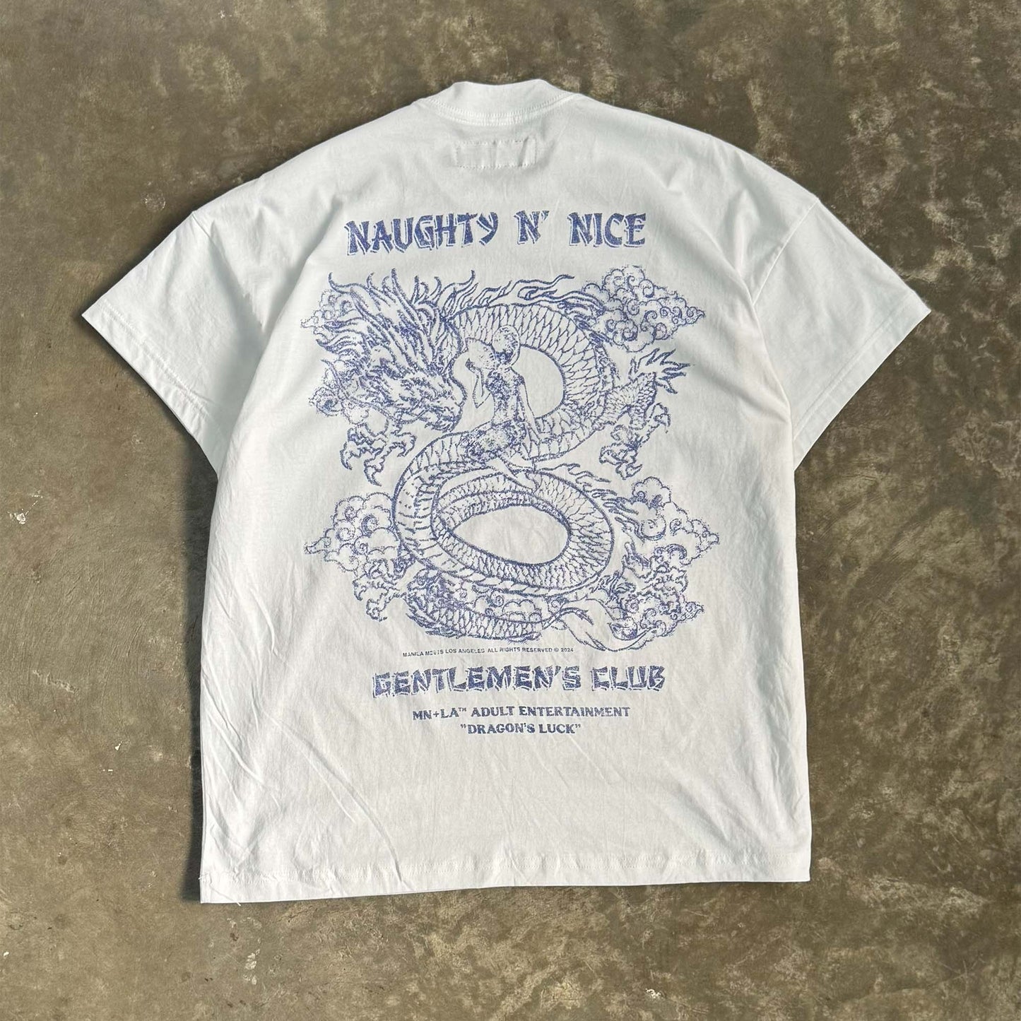 NAUGHTY N' NICE "DRAGON'S LUCK" TEE IN WHITE