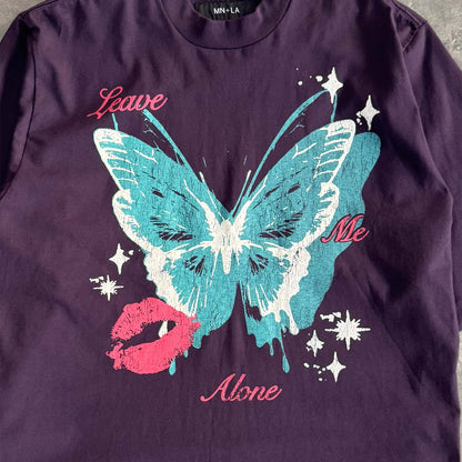 "LEAVE ME ALONE" TEE IN SHADOW PURPLE