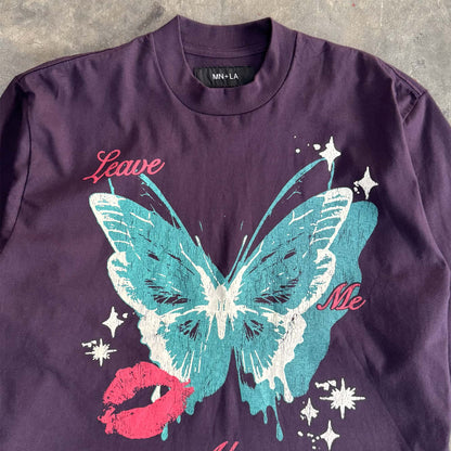 "LEAVE ME ALONE" TEE IN SHADOW PURPLE
