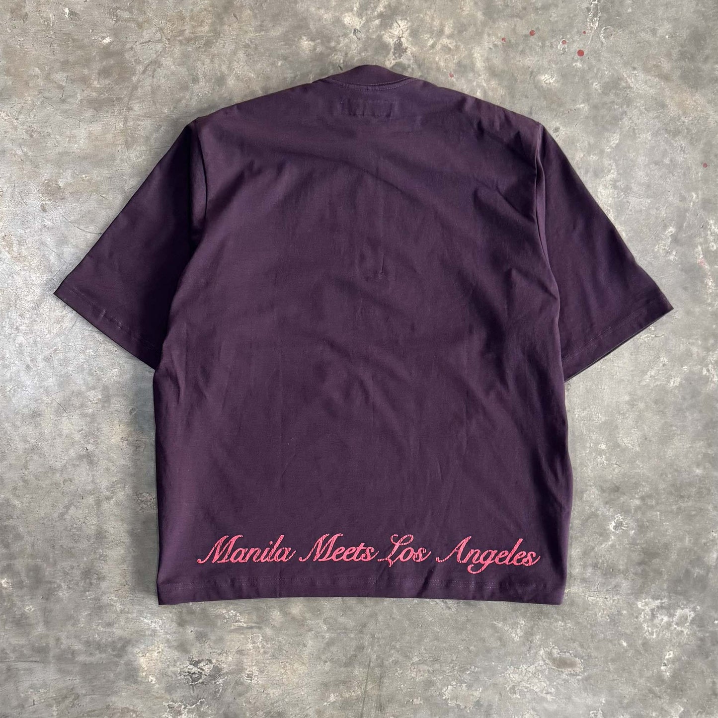 "LEAVE ME ALONE" TEE IN SHADOW PURPLE