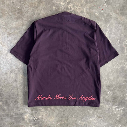 "LEAVE ME ALONE" TEE IN SHADOW PURPLE