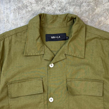 CUBAN COLLAR SHIRT IN OLIVE
