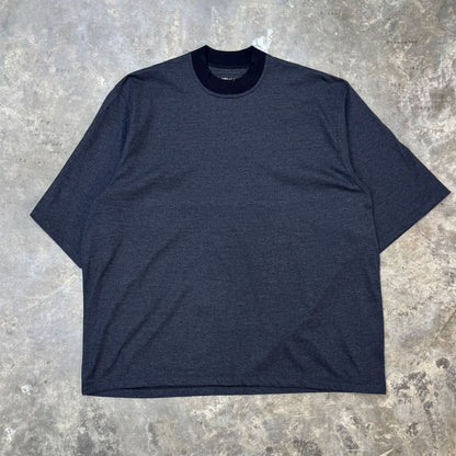 MOCK NECK TEE IN MIDNIGHT HEATHER