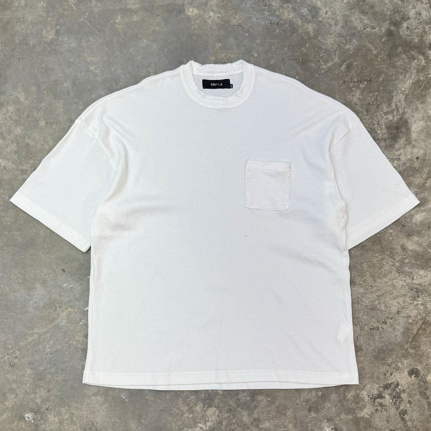 INCA WAFFLE POCKET TEE IN WHITE