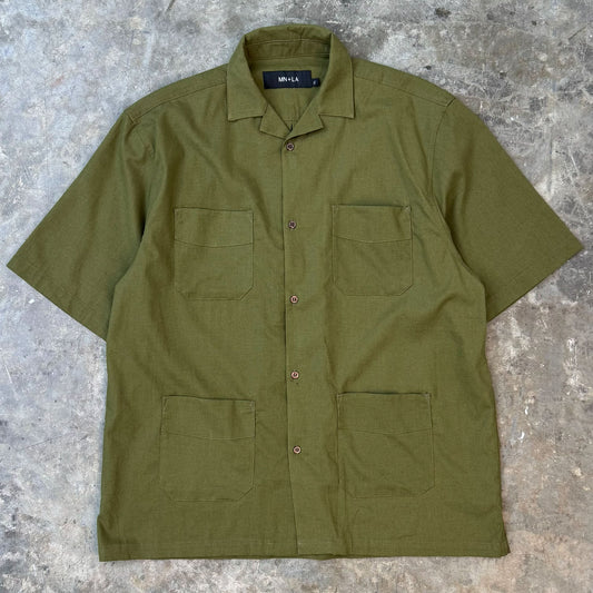 4 POCKET CUBAN SHIRT IN NEEM GREEN