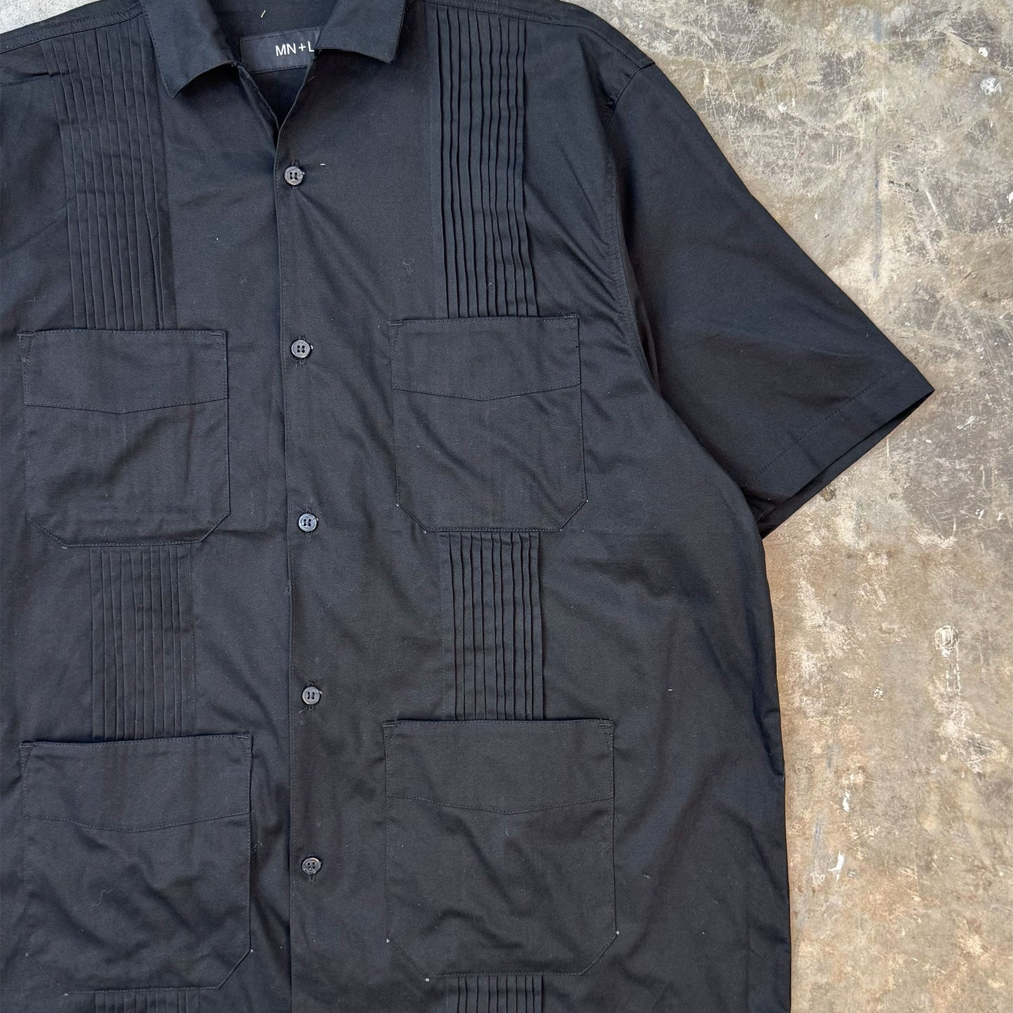 CUBAN GUYABERA SHIRT IN MIDNIGHT