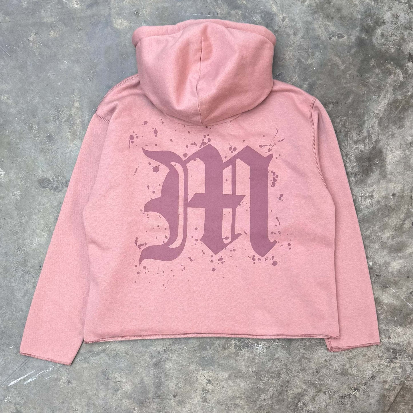 "M'$ SPECKS V2" CUTOFF HOODIE IN ROSE QUARTZ
