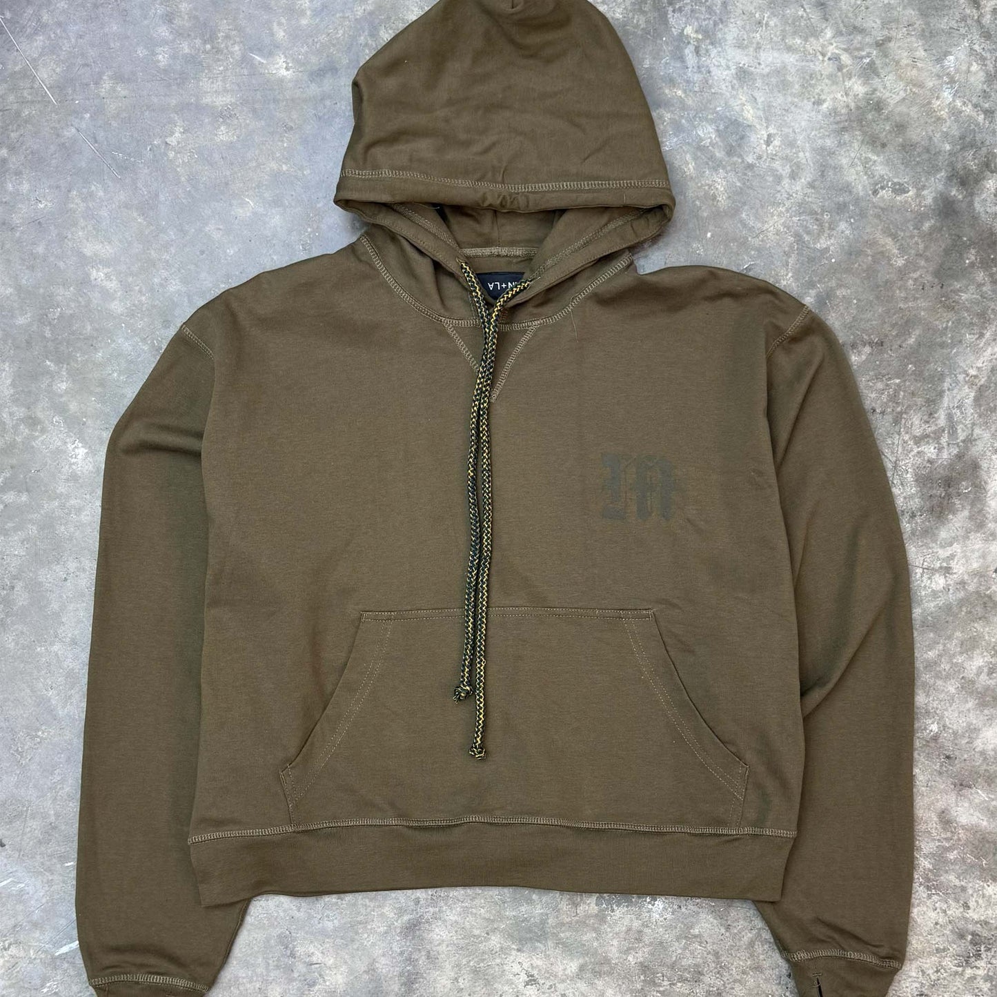 M'$ PAISLEY PATCHWORK MILITIA HOODIE IN OLIVE