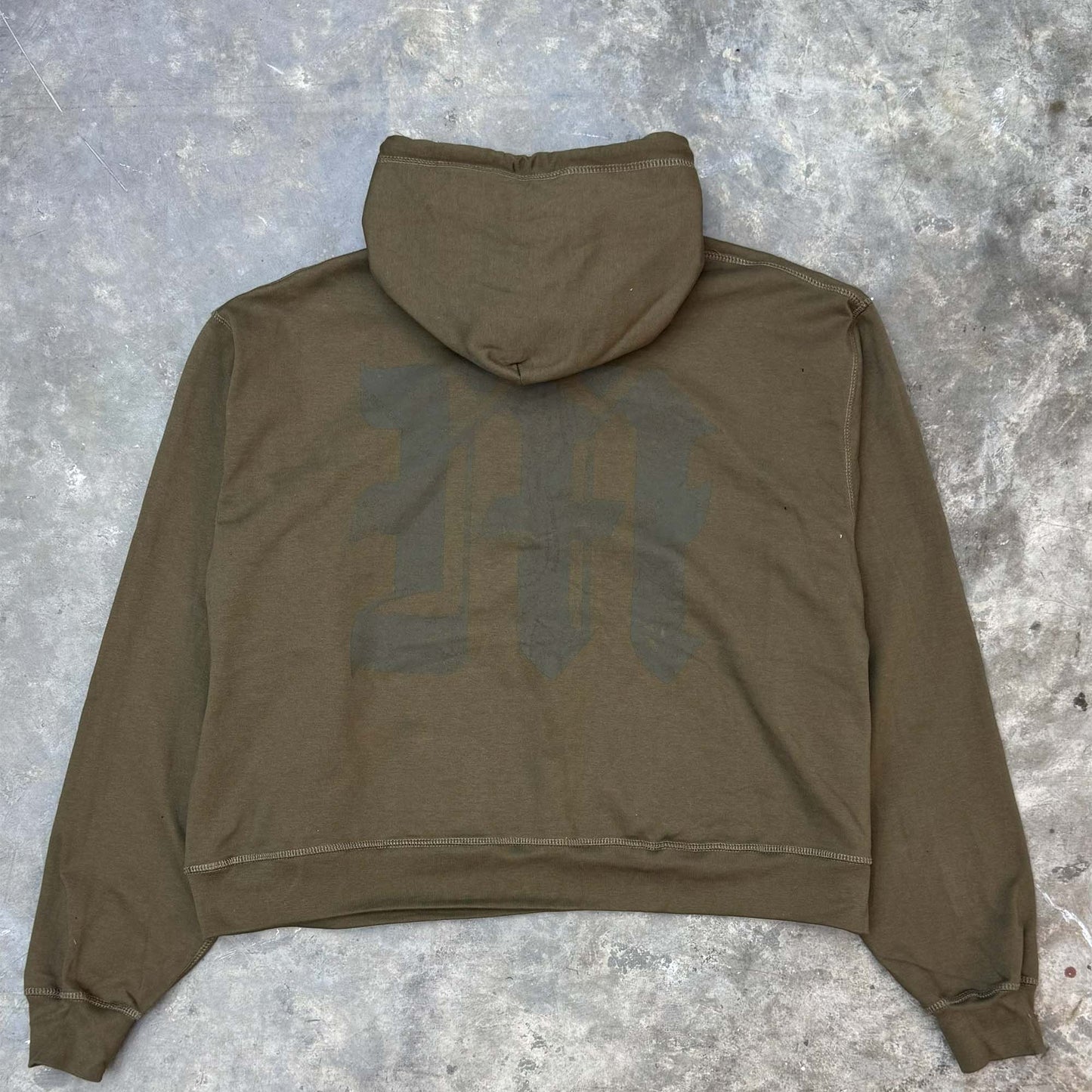 M'$ PAISLEY PATCHWORK MILITIA HOODIE IN OLIVE