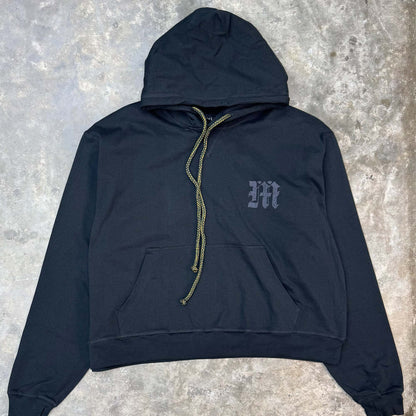 M'$ PAISLEY PATCHWORK MILITIA HOODIE IN CAVIAR