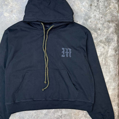 M'$ PAISLEY PATCHWORK MILITIA HOODIE IN CAVIAR