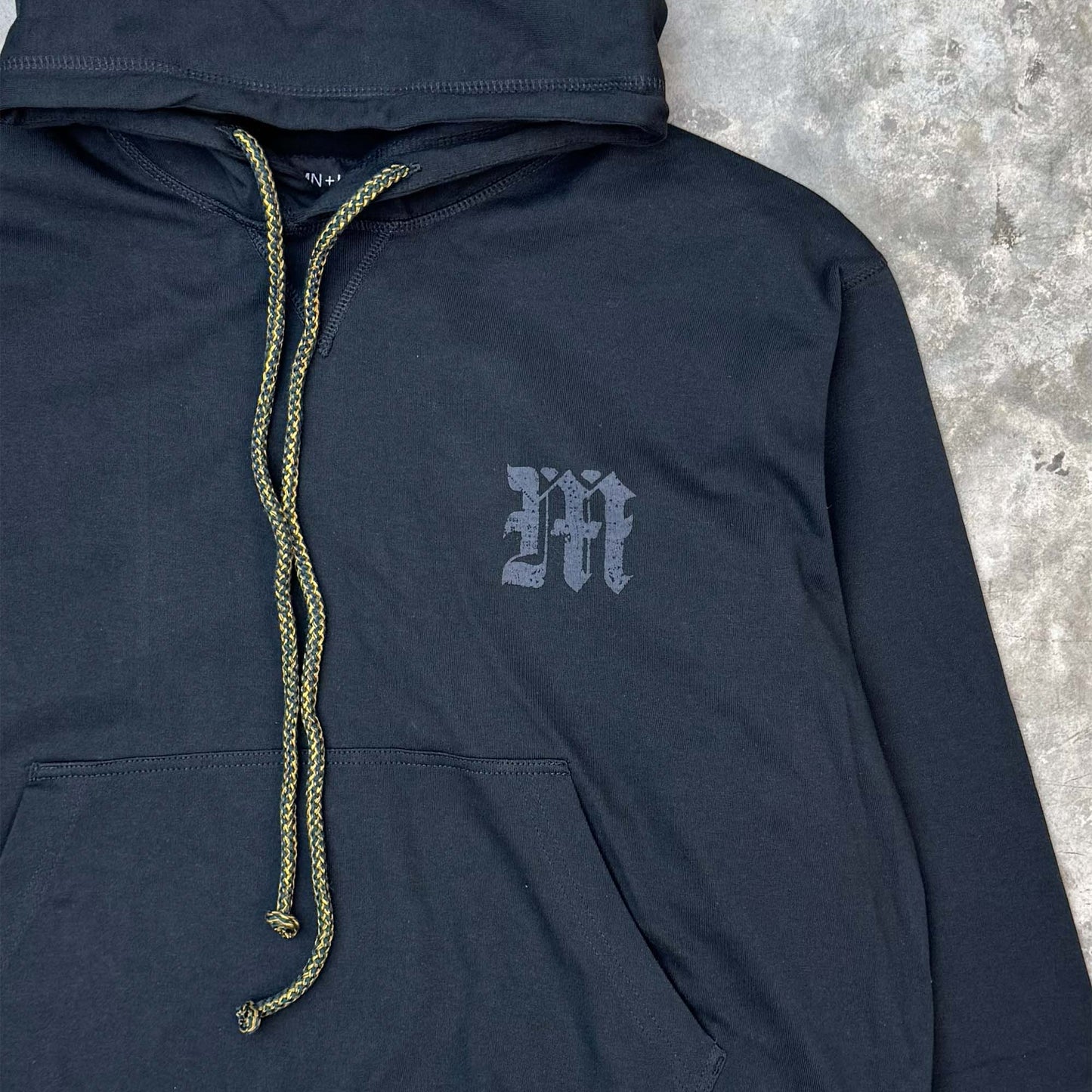 M'$ PAISLEY PATCHWORK MILITIA HOODIE IN CAVIAR
