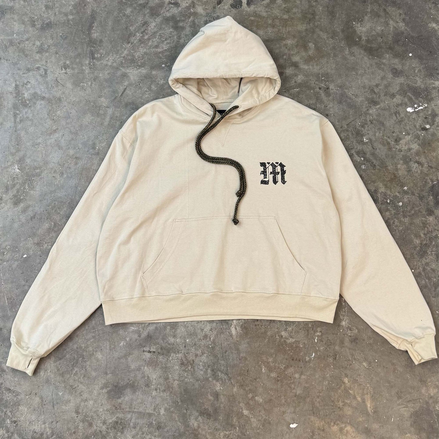 M'$ PAISLEY PATCHWORK MILITIA HOODIE IN OAT