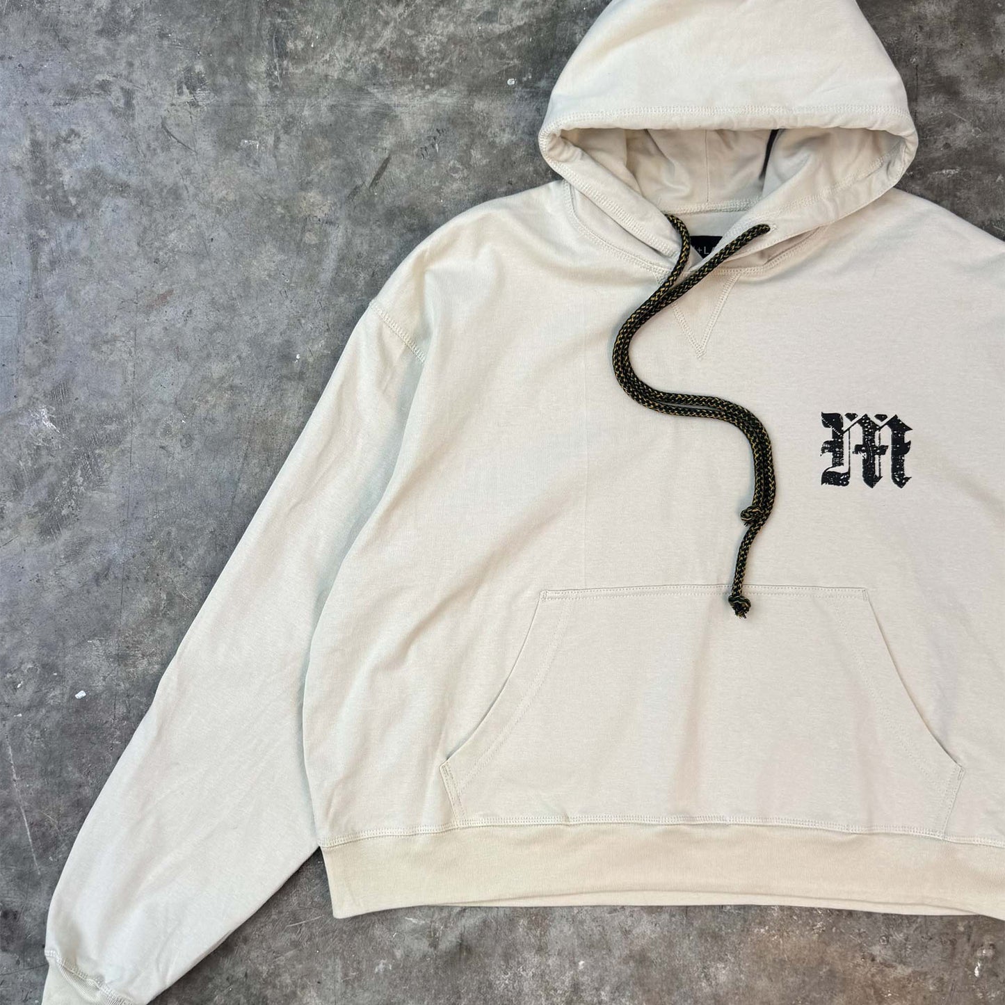 M'$ PAISLEY PATCHWORK MILITIA HOODIE IN OAT