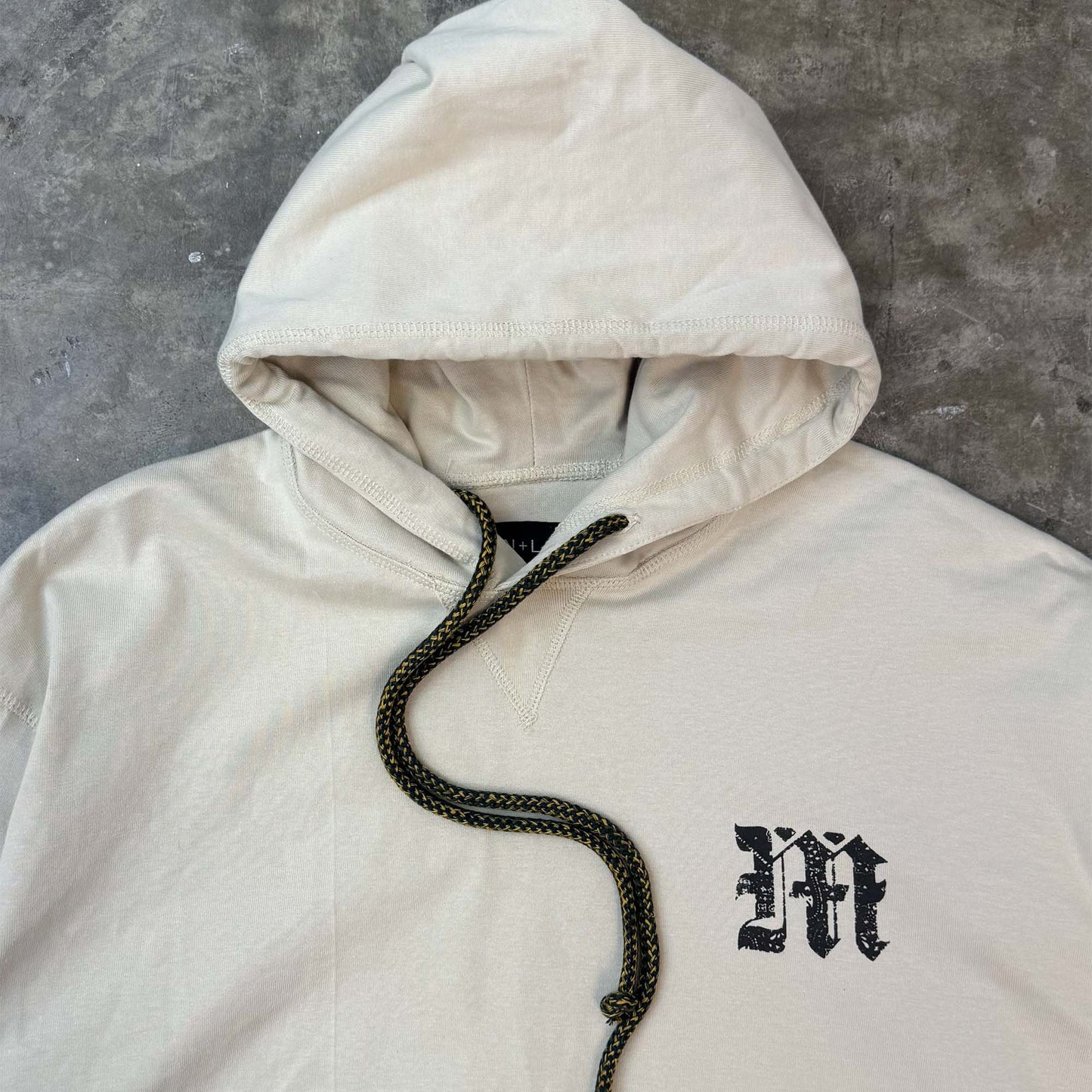 M'$ PAISLEY PATCHWORK MILITIA HOODIE IN OAT