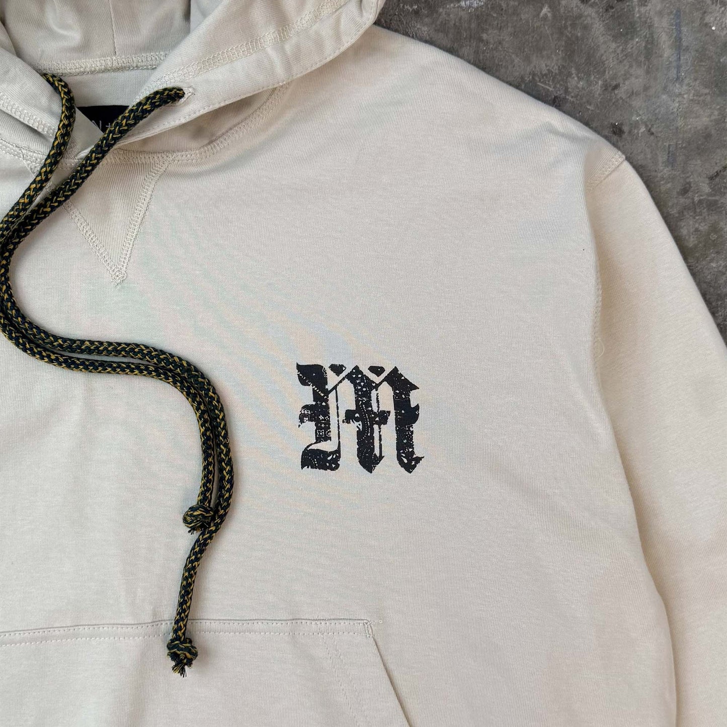 M'$ PAISLEY PATCHWORK MILITIA HOODIE IN OAT