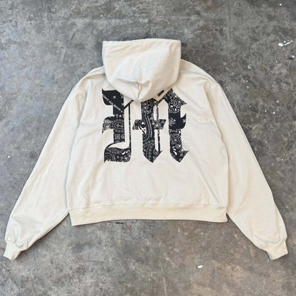 M'$ PAISLEY PATCHWORK MILITIA HOODIE IN OAT