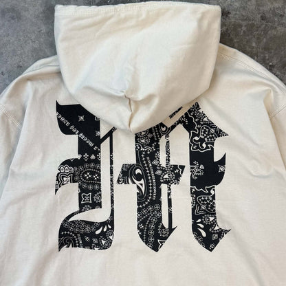 M'$ PAISLEY PATCHWORK MILITIA HOODIE IN OAT