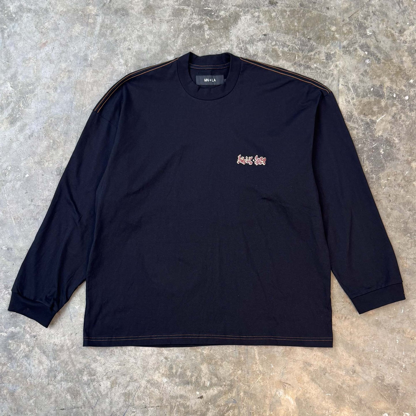 "BURNING MONK" LONGSLEEVE TEE IN ANTHRACITE BY WSH X MN+LA™