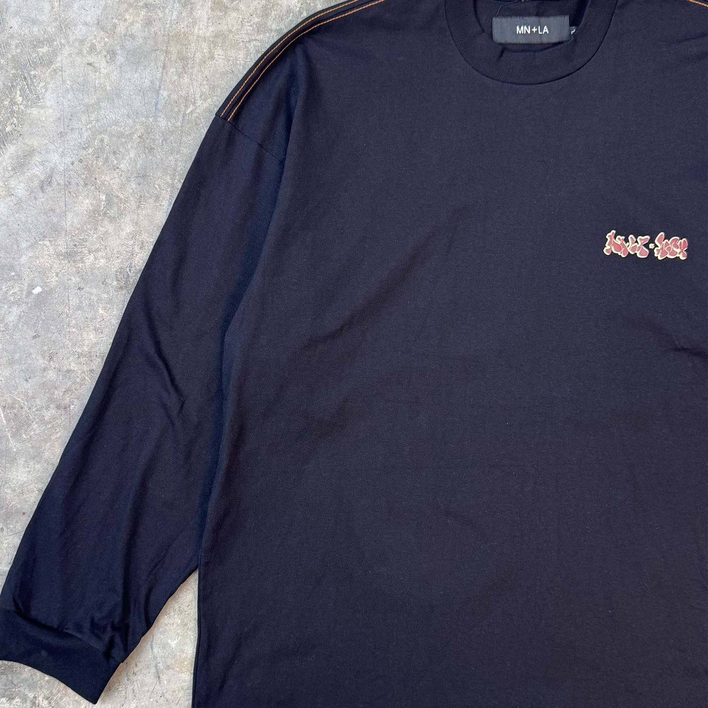 "BURNING MONK" LONGSLEEVE TEE IN ANTHRACITE BY WSH X MN+LA™