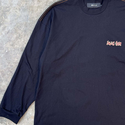 "BURNING MONK" LONGSLEEVE TEE IN ANTHRACITE BY WSH X MN+LA™
