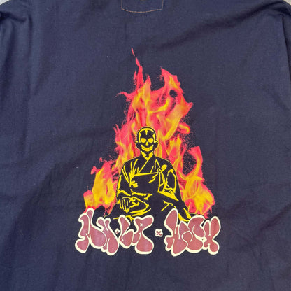 "BURNING MONK" LONGSLEEVE TEE IN ANTHRACITE BY WSH X MN+LA™