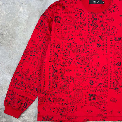 LONGSLEEVE TEE IN CRIMSON PAISLEY
