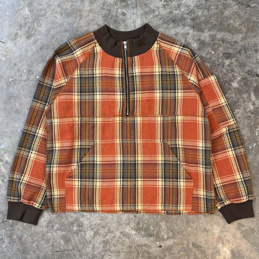 QUARTER ZIP SWEATSHIRT IN PUMPKIN PLAID